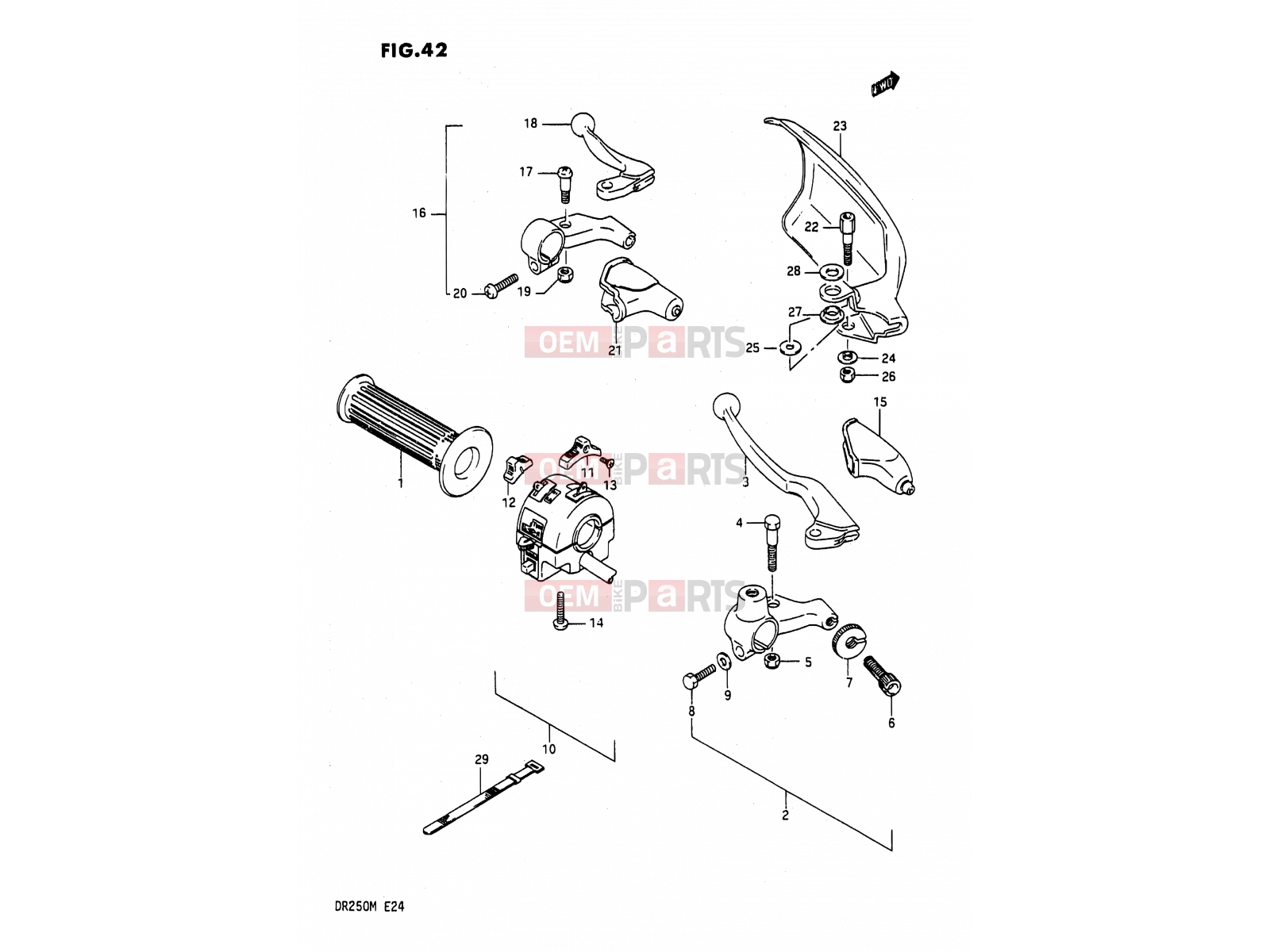 42 - LIGHT HANDLE SWITCH (E06,E21,E24) - Suzuki DR200 K (1989)