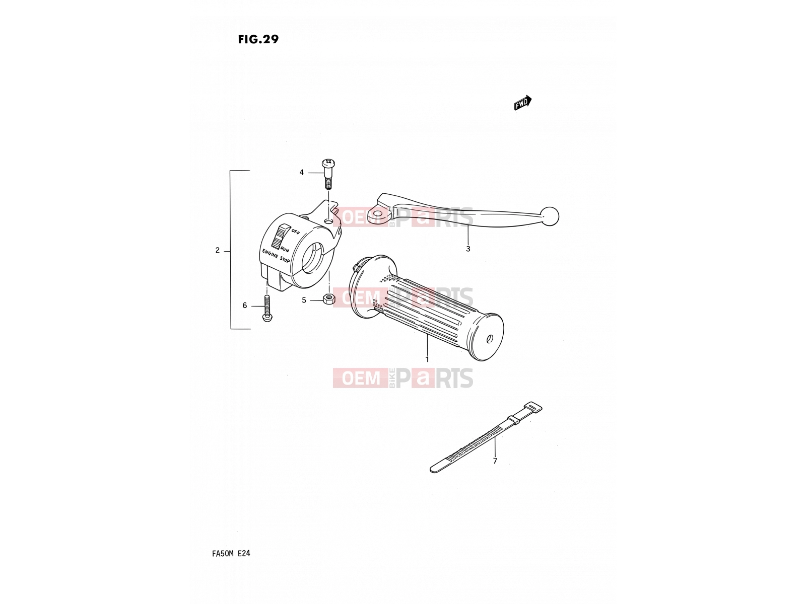 SUZUKI FA50 M (1991) 29 - RIGHT HANDLE SWITCH (E06,E24)