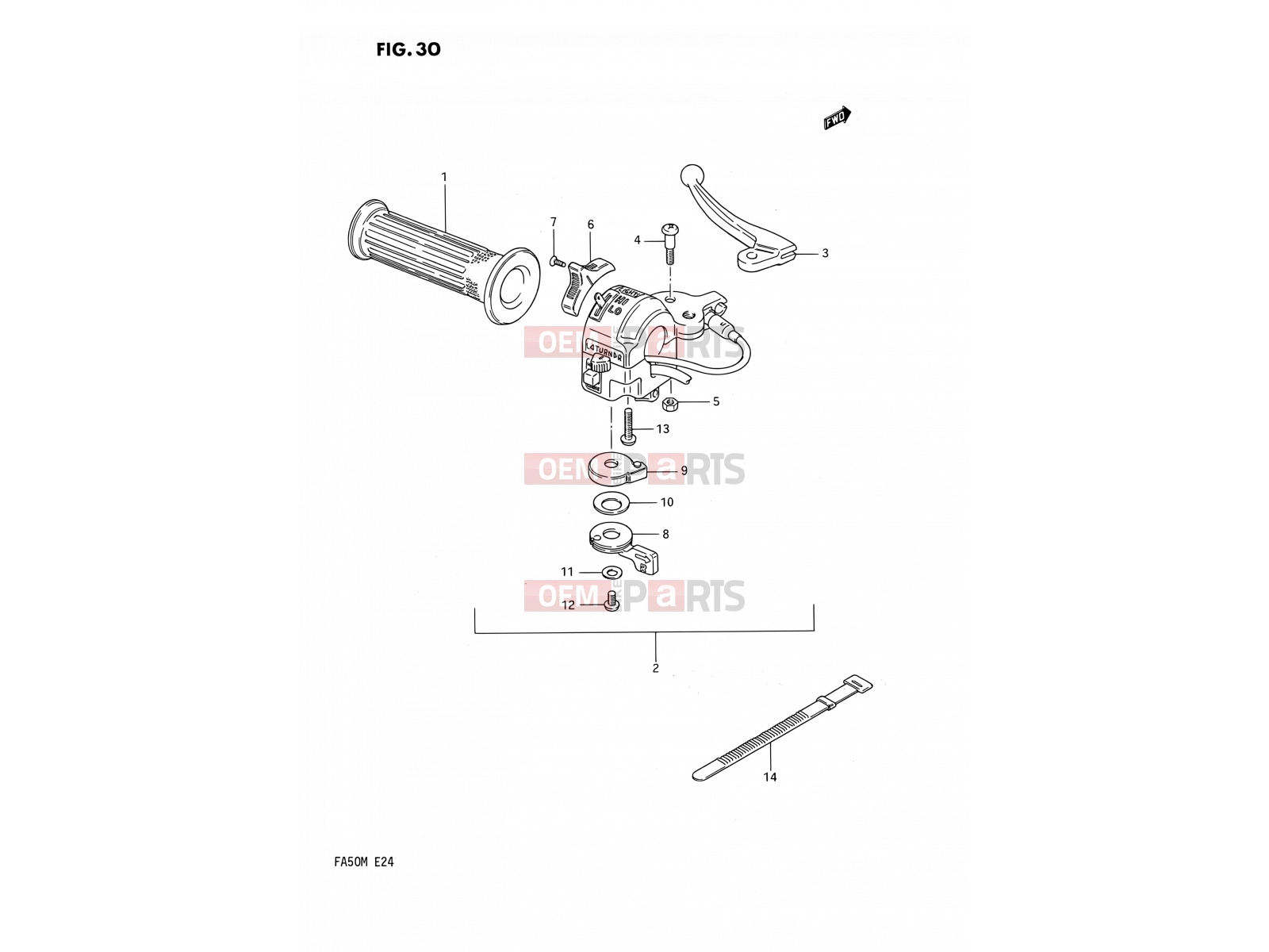 SUZUKI FA50 M (1991) 30 - LEFT HANDLE SWITCH (E06,E24)