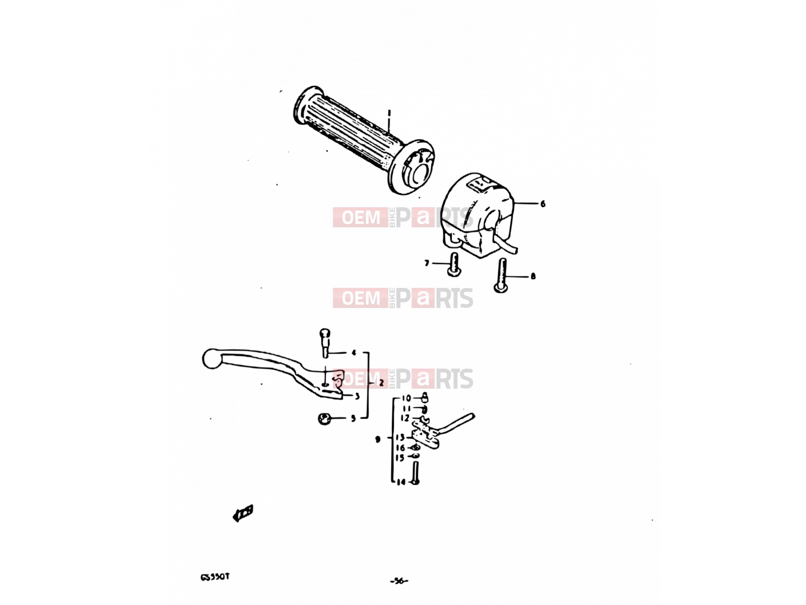 SUZUKI GS550E T (1996) 56 - RIGHT HANDLE SWITCH (E04, E15, E18, E22, E25, E26, E34)