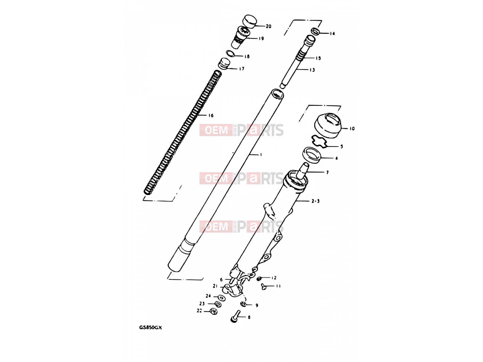 SUZUKI GS850G X (1999) 60 - FRONT FORK (E02, E04, E17, E18, E21, E22, E24, E25, E26, E34,