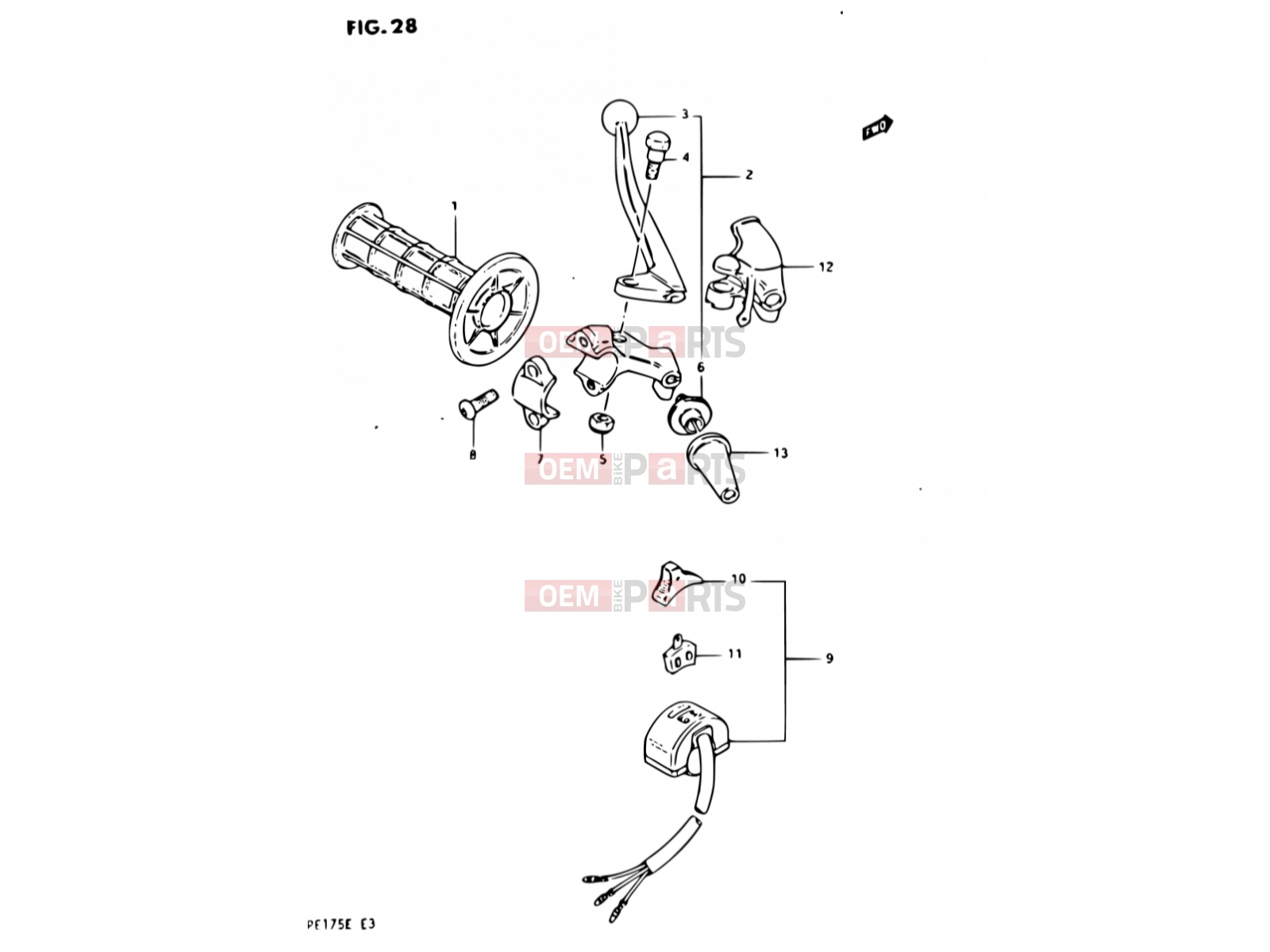 28 - LEFT HANDLE SWITCH - Suzuki PE175 E (1984)
