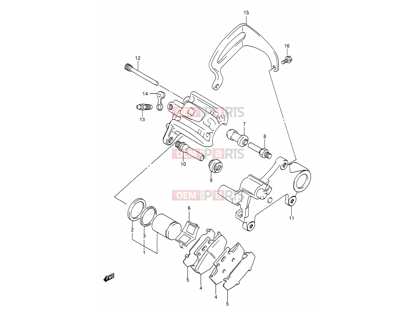 SUZUKI RM250 M (1991) (E03,E28,E33) 36A - REAR CALIPERS (MODEL L)