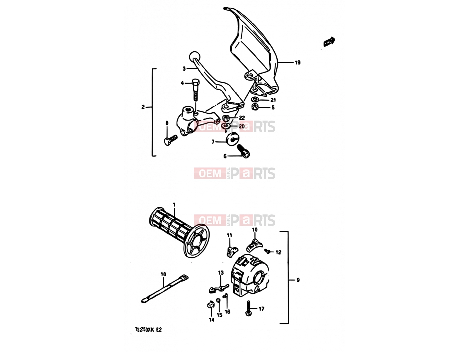SUZUKI TS250X H (1987) 51 - LEFT HANDLE SWITCH (MODEL G E01,E02,E04,E21,E24)