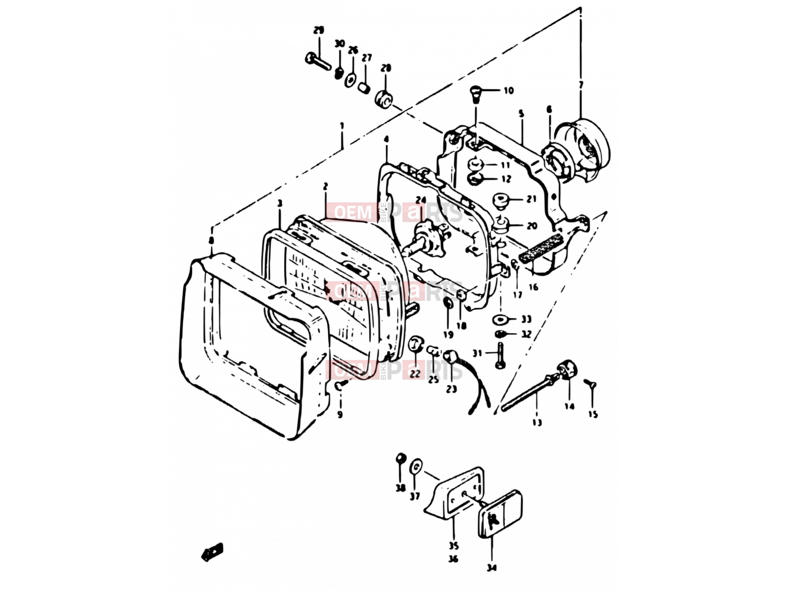 SUZUKI XN85 D (1983) (650) 32 - HEADLAMP (E15, E16, E17, E18, E21, E22, E25, E26, E34, E39)