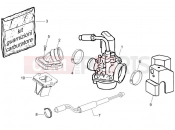 Carburettor, assembly - Union pipe - Piaggio NRG Power DT 2005